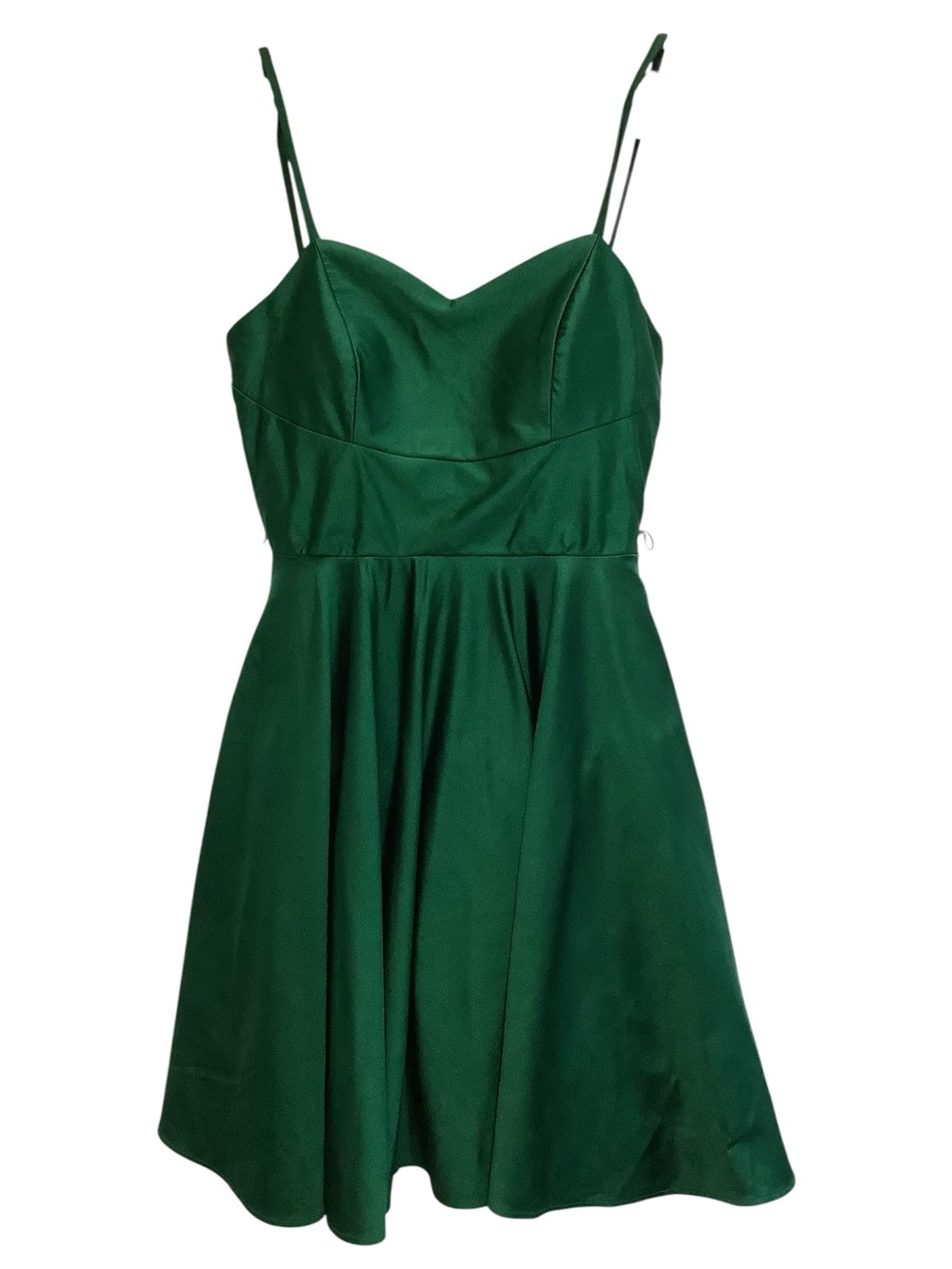 Deep Green Spaghetti-Strap Mini Dress